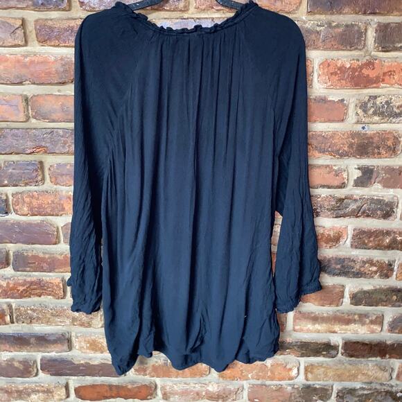 Old Navy Black Ruffled Crinkle-Textured Poet Long Sleeve Blouse Women's Size 4X - Picture 7 of 7